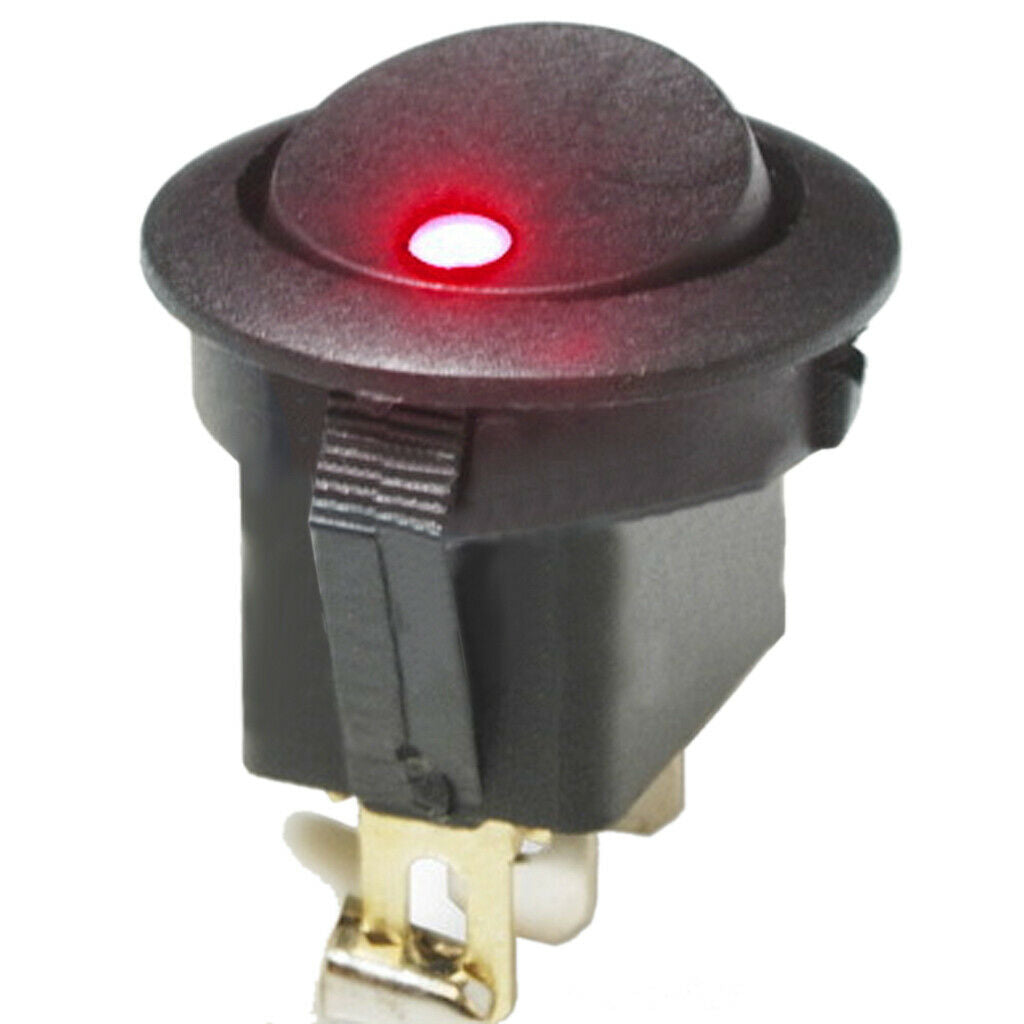 12V 16A Car Auto LED Dot Light Rocker Round Switch Toggle On-Off SPST Red