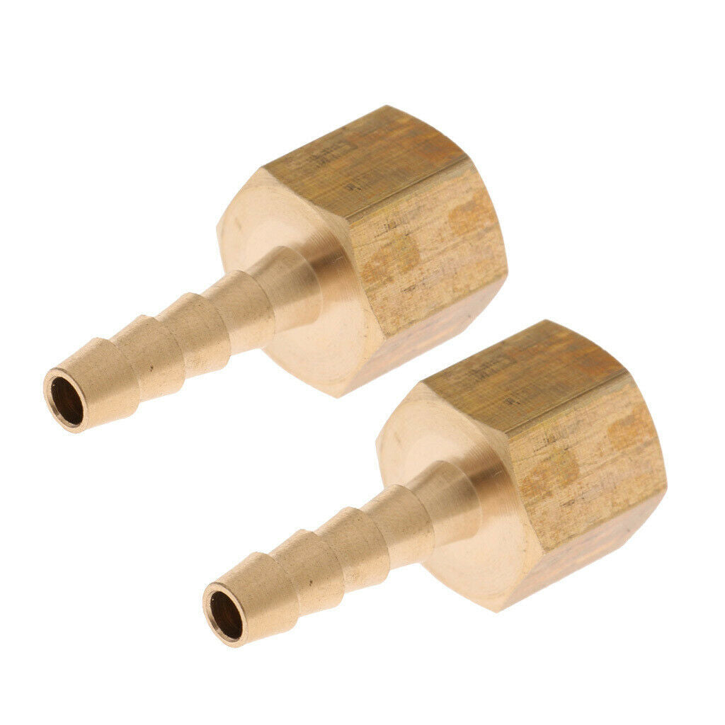 2 Pieces Brass Female Barb Fitting Straight Coupler 1/4 inch BSP to 6mm Hose,