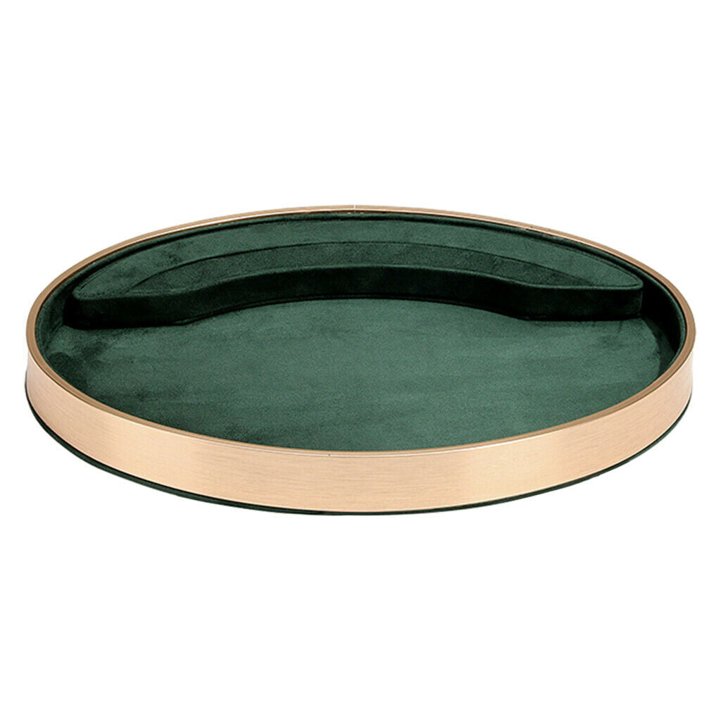 Metal Oval Jewelry Tray Organizer Rings Display Show Case Countertop green