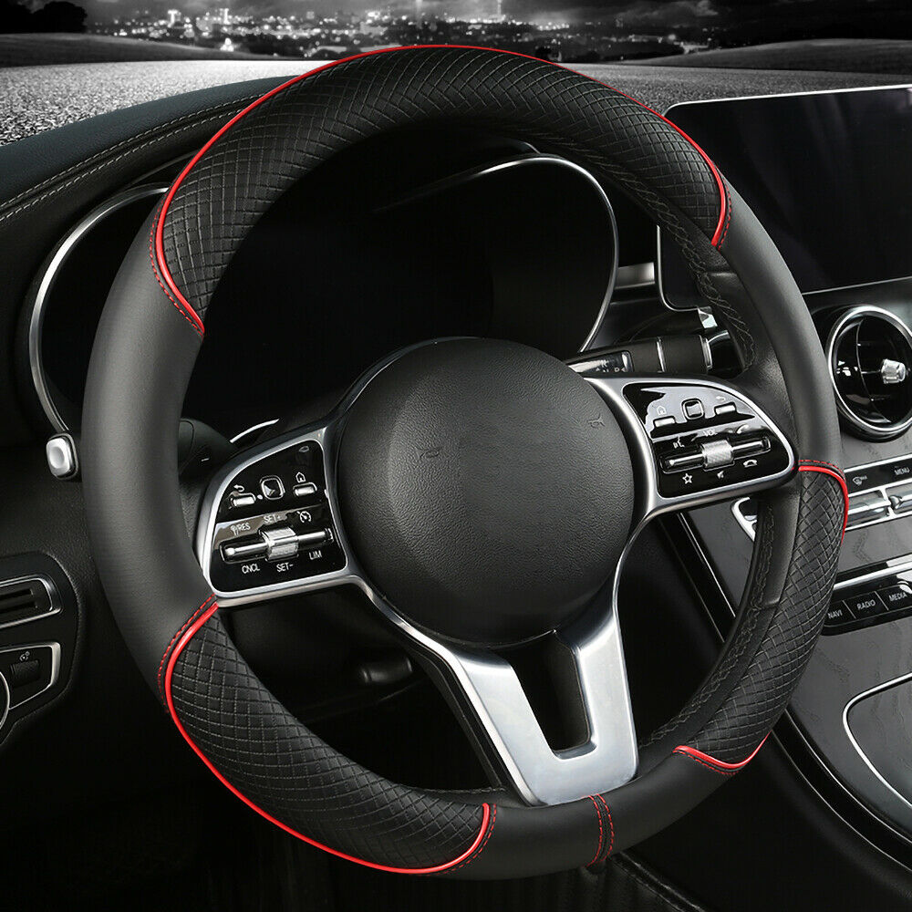 Microfiber Leather Steering Wheel Protector Cover Car SUV Anti-Slip Fit 14.5-15"