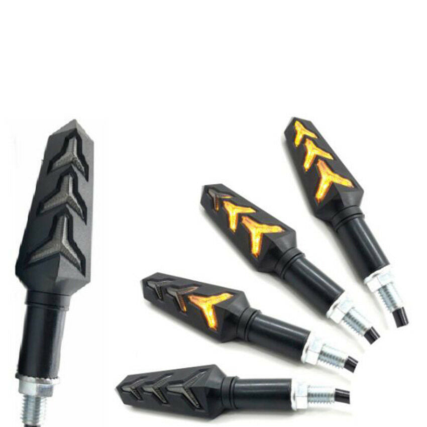 2Pcs Amber LED Flowing Turn Signal Light Lamp Indicator for Motorcycle Motorbike