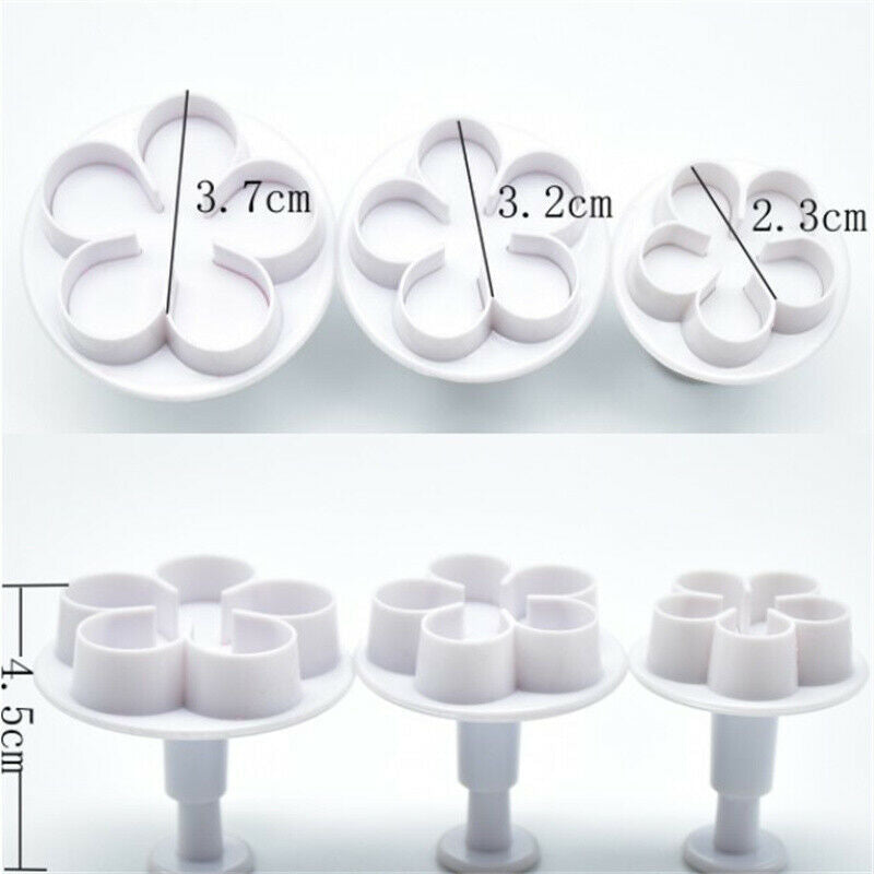 3Pcs Flower Plunger Cookie Cutter DIY Blossom Flower Cake Fondant Cake M FdDFAU