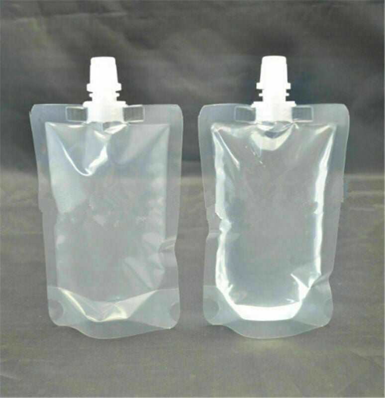 25pcs 100ML Clear Spout Bags Stand Up Bag Liquid Bag Flask Pouch With Cap