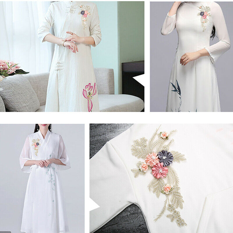 Lace Embroidery Applique Flower Wedding Dress Decor Floral Costume DIY Sew Craft