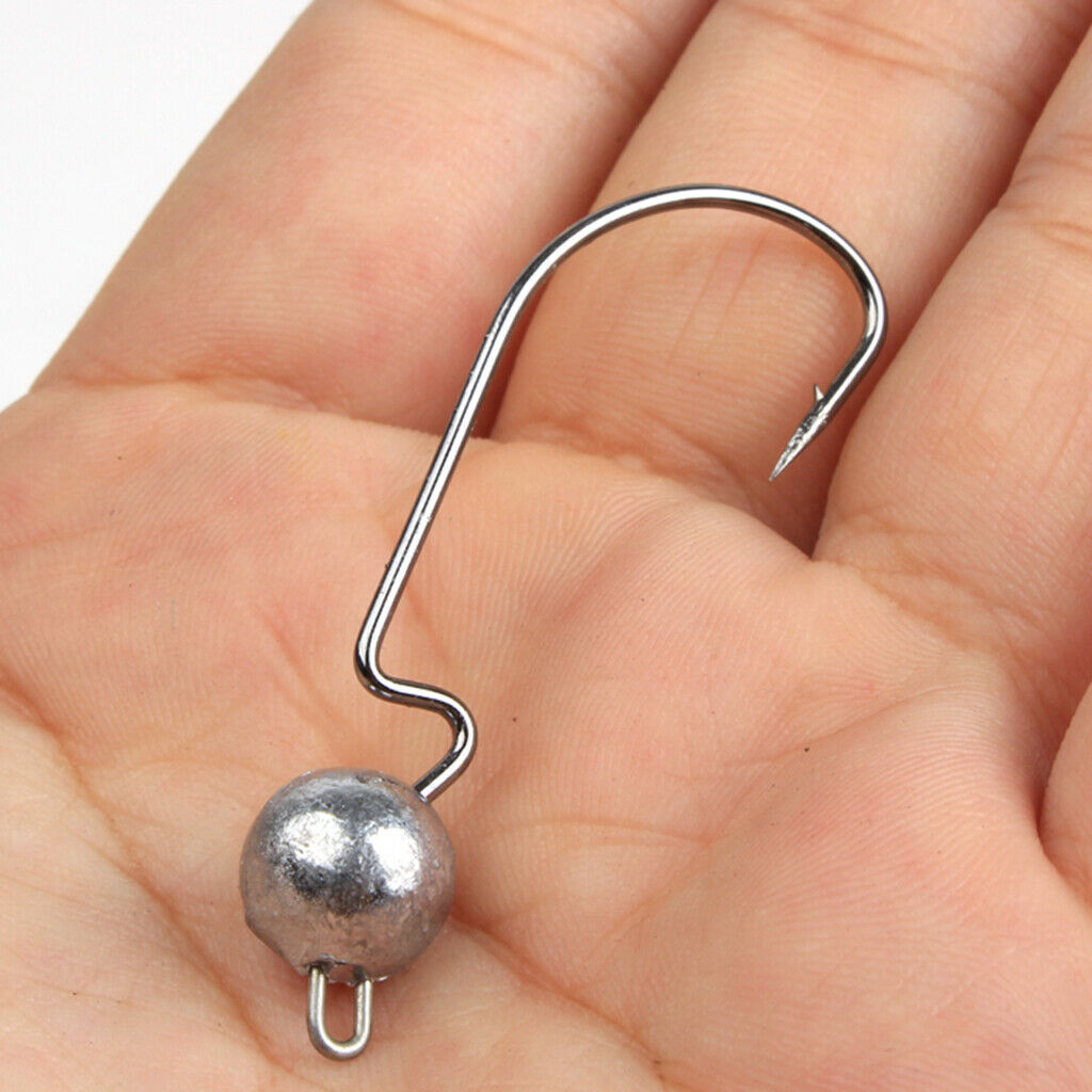 10pcs Weighted Fishing Hooks Crank Hook with Lead for Swimbaits 5g