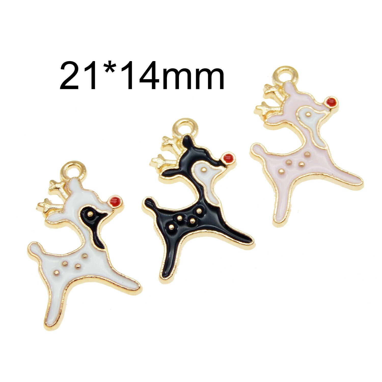 Mixed Colors 21x14mm Enamel Deer Reindeer Pendant Charms DIY Accessories 24pcs