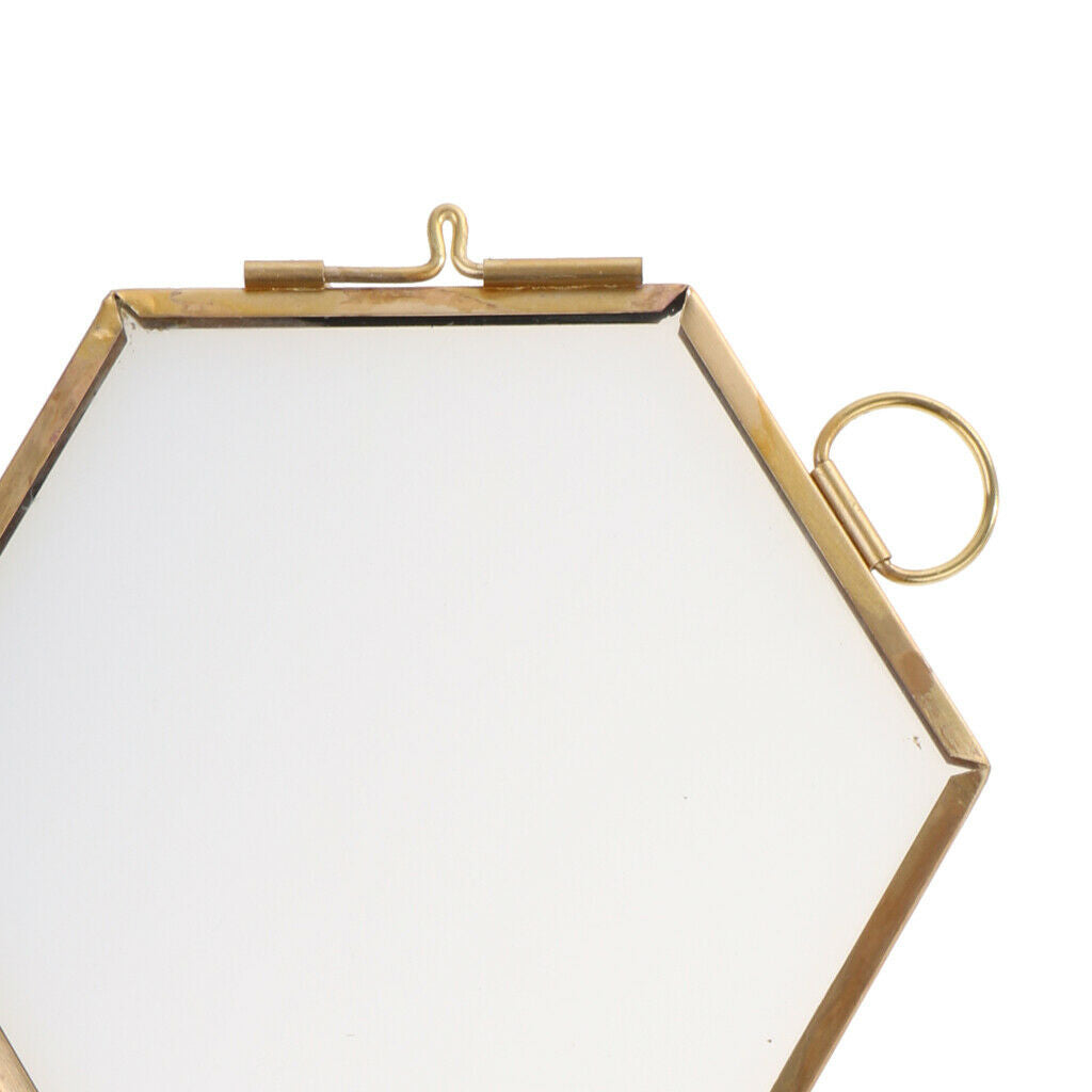 Pieces of 2 Modern Hanging Hexagon Glass Metal Photo Frame Home Decor