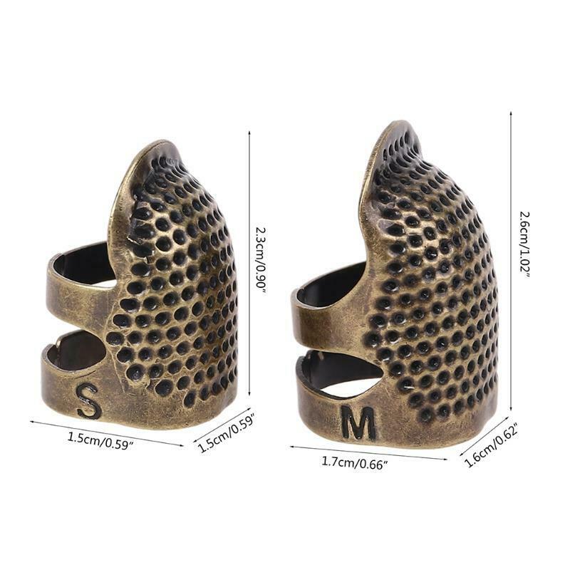 4pcs/set Sewing Thimble Adjustable Finger Protector Metal Shield Pin Needles DIY