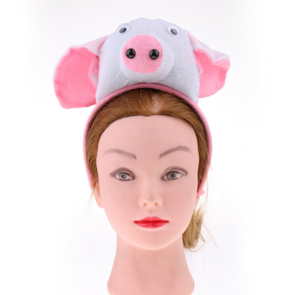 Kids Animal Pig Piggy Costume Kit Head Band Bow Tie Tail Fancy Dress White