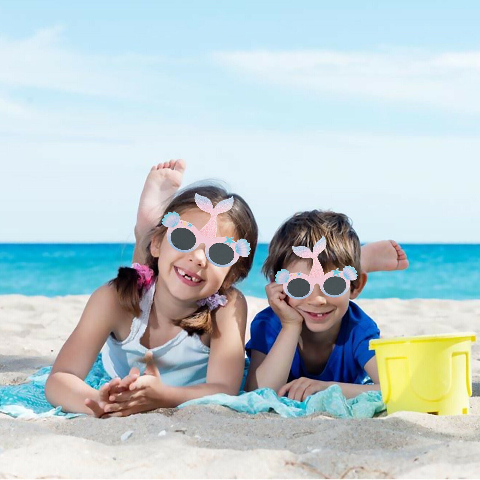 Mermaid Shape Plastic Fancy Sunglasses, Funny Party Eyeglasses Beach Theme