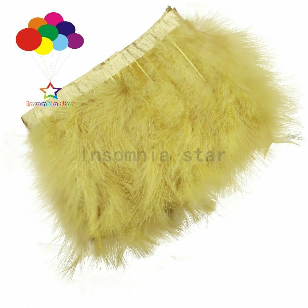 Pack Of 2 meter curry amber Dyed Fluffy Marabou Feather Fringe 6-7INCH Width