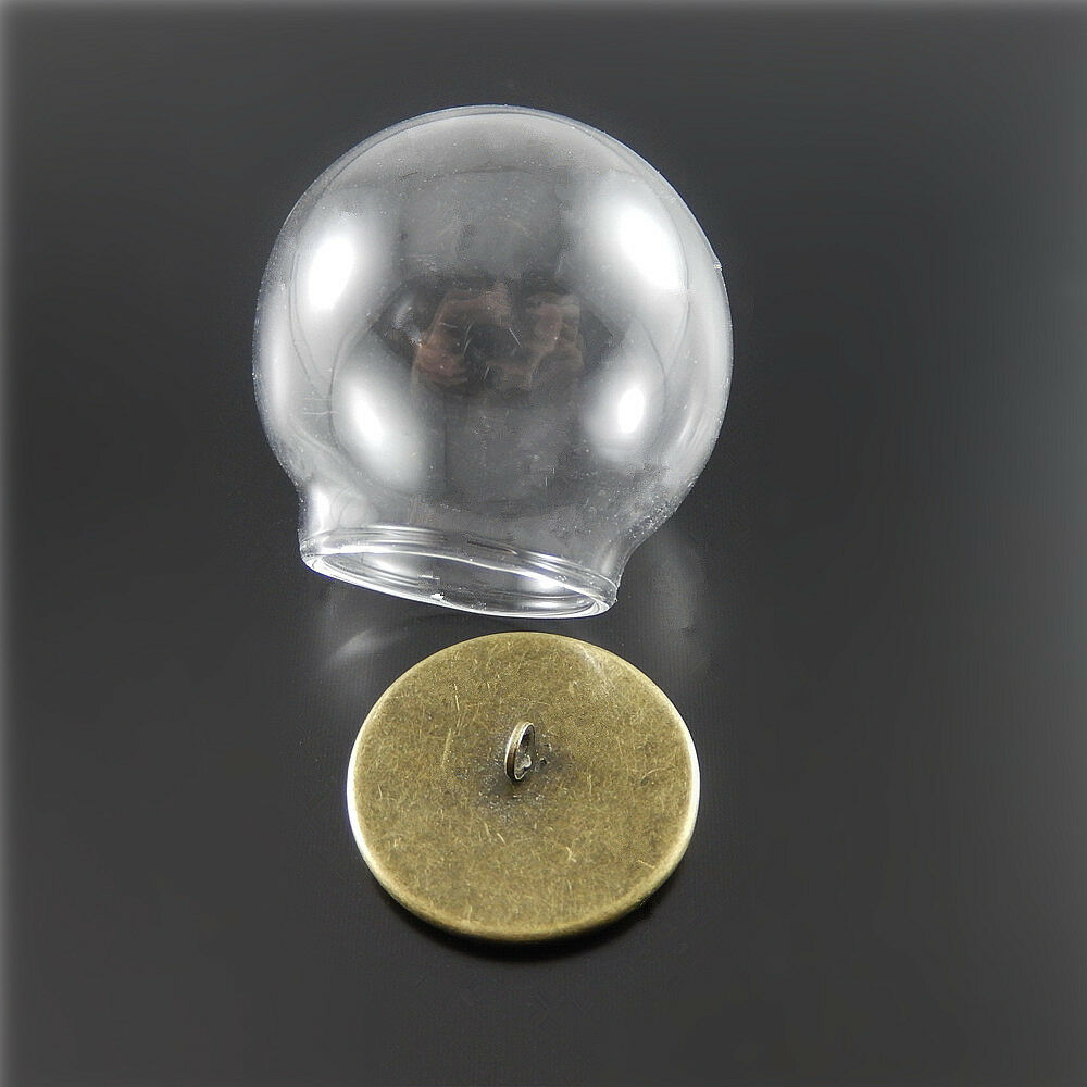 4 sets Clear Glass Dome Cameo with Metal Base Pendant Jewelry Findings 34x31mm