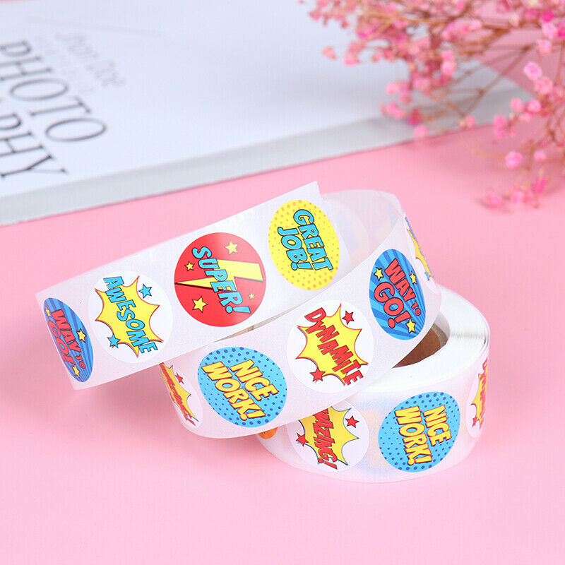 500 Stickers/roll Super Hero Reward Stickers Kids Teachers stationery sti.l8