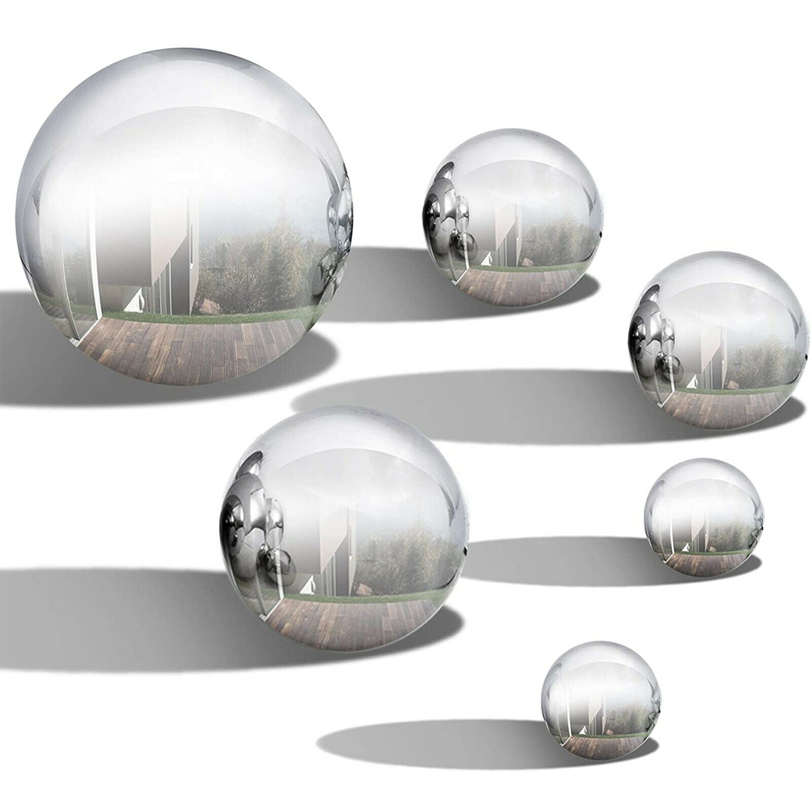 1Set Stainless Steel Mirror Polished Sphere Hollow Round Ball Garden Ornament