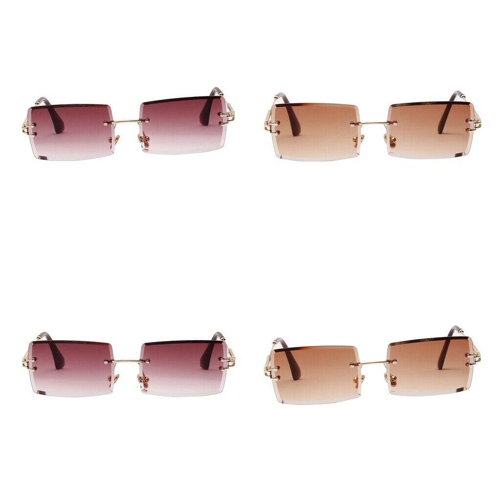 4pcs Fashion Rectangle Cut Sunglasses Retro Classic Tinted Lens Shades