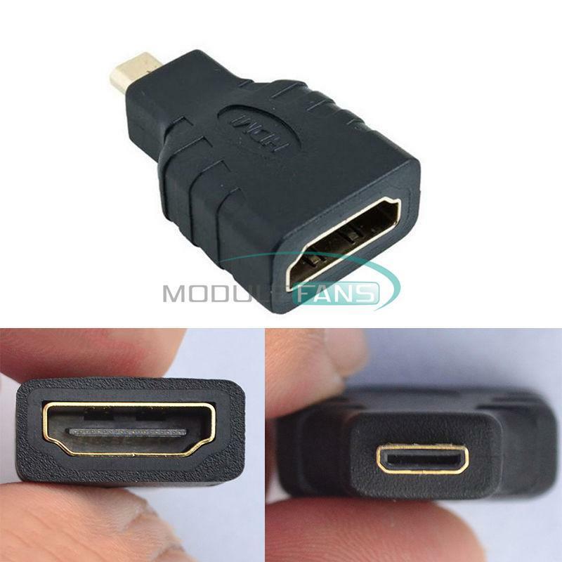 2PCS Black Micro HDMI(Type D) Male to(Type A) Female Adapter Connector For HDTV