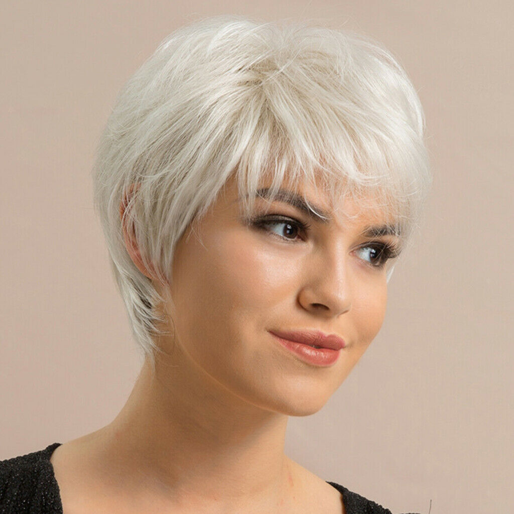 4X 8Inch Women Lasting Human Hair Wig Short Straight Hair Wig  Resistant