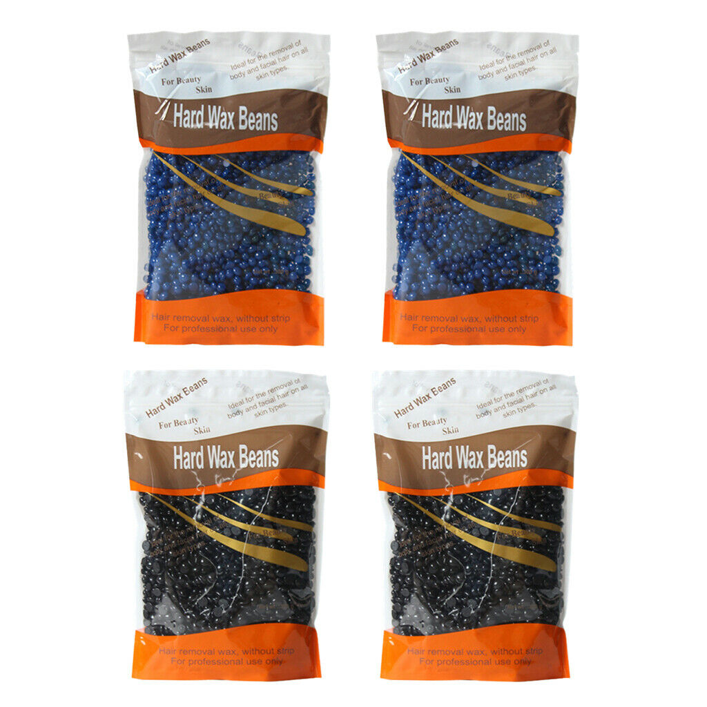 4 Bags Hard Wax Beans Facial Back Bikini Waxing Beads Painless Hair Removal
