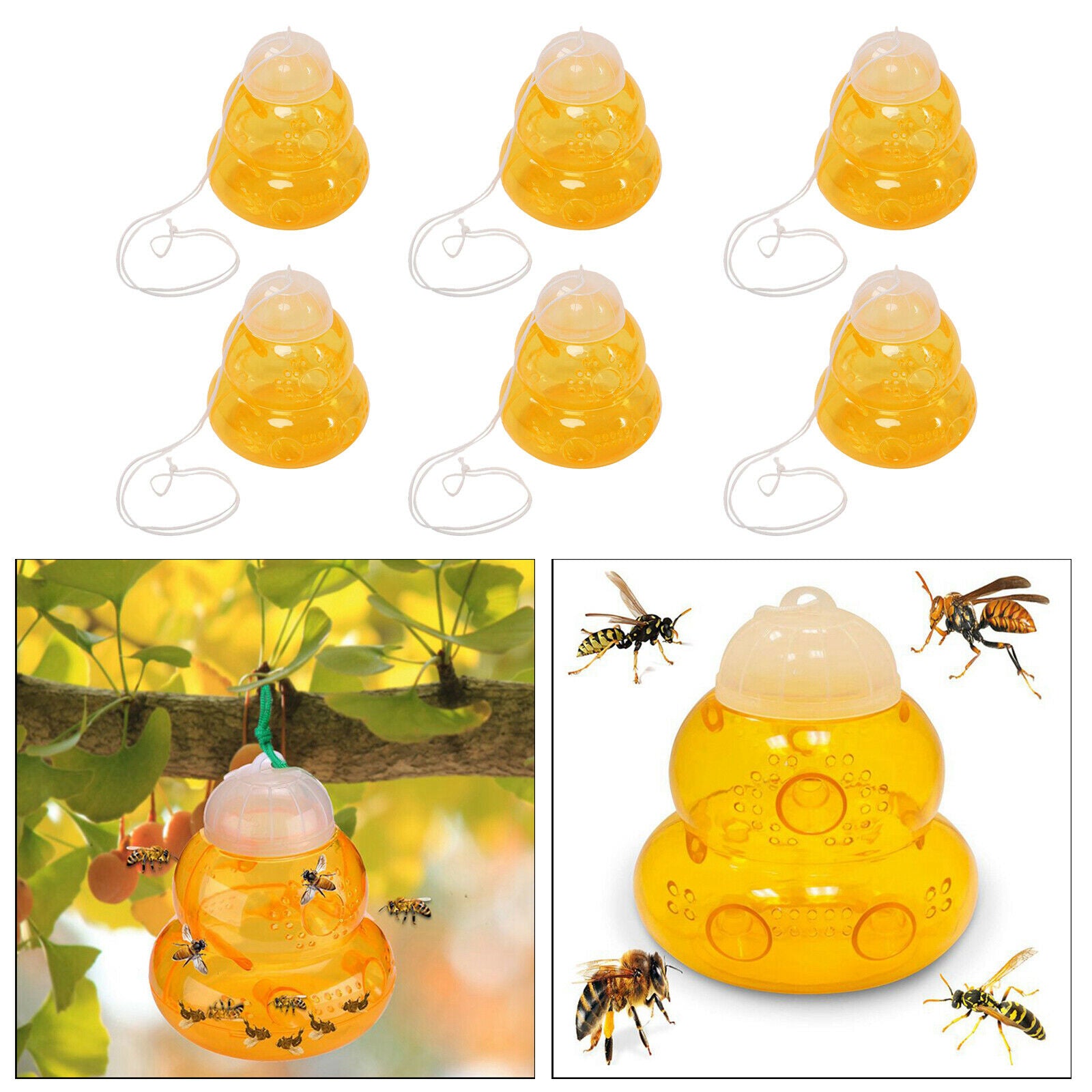 6pcs Beehive Wasp Trap Yellow Jackets Repellent Trap Traps for Home Garden