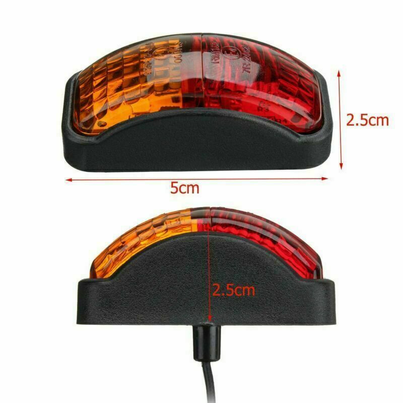 10X Red/Amber LED Side Marker Lights Lamp Trailer Truck Lorry Caravan Van 12-24V