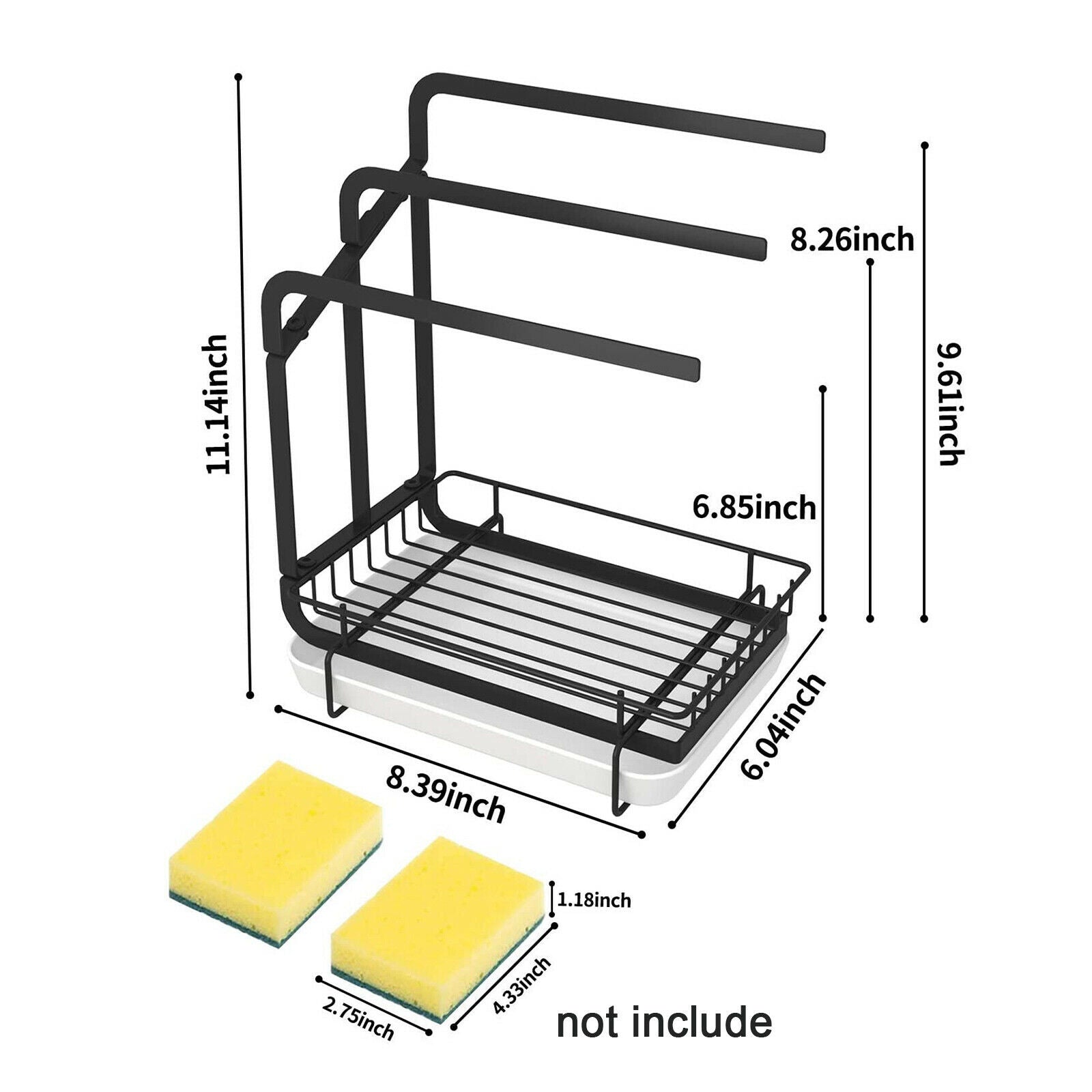 Stainless Steel Drying Rack Kitchen Storage Dishcloth Rack with Drain Pan
