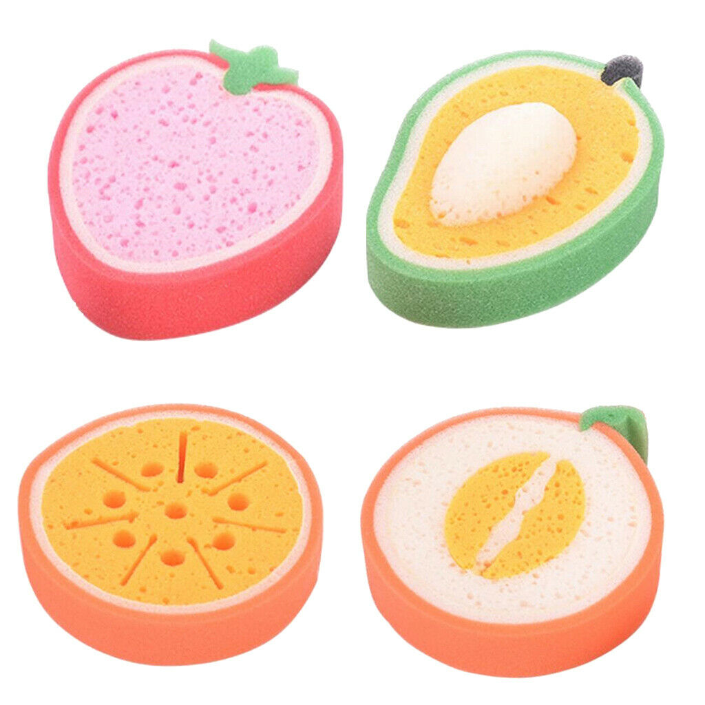 4Pcs/Set Fruit Shape Sponge Cleaning Brush for Kitchen Bathing Multi-functional