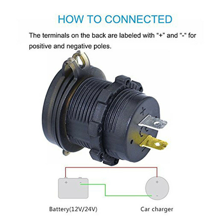 Car Motorcycle 12V 3.1A Dual USB Charger Socket Red LED Light Voltage Voltmeter