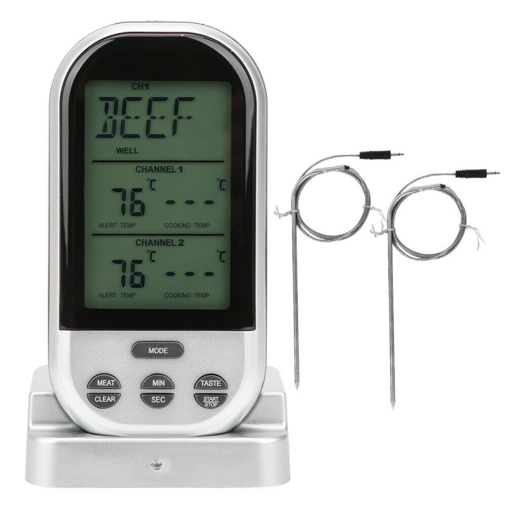 Wireless Meat Thermometer Dual Probe Digital Temperature Meter Remote Cooking
