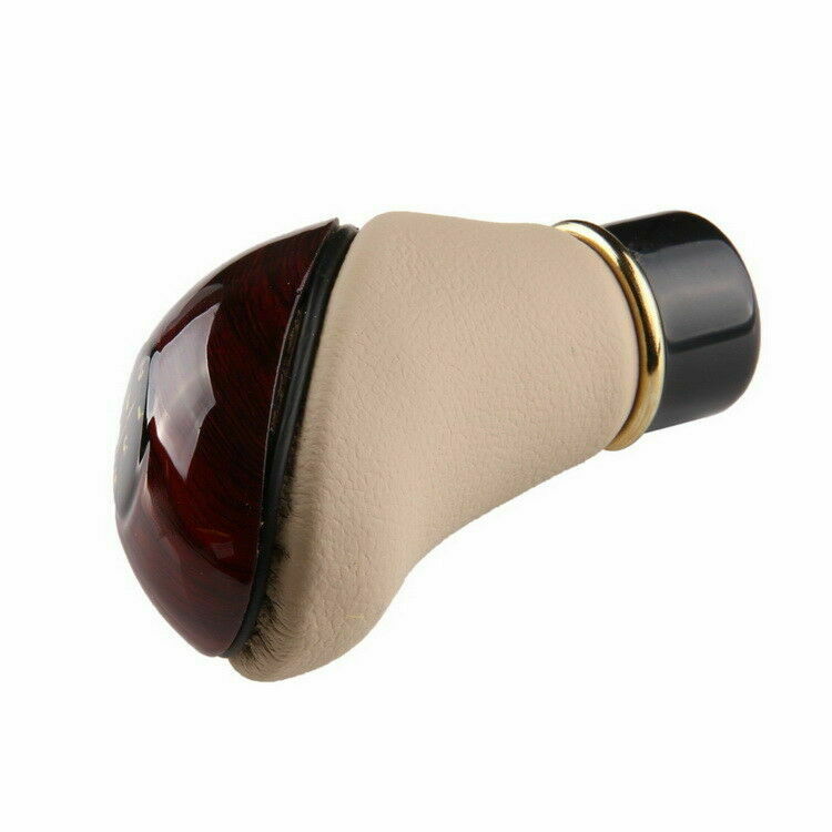 Manual 5 Speed Auto Car Gear Stick Knob Shift Shifter Lever Beige Leather Screw