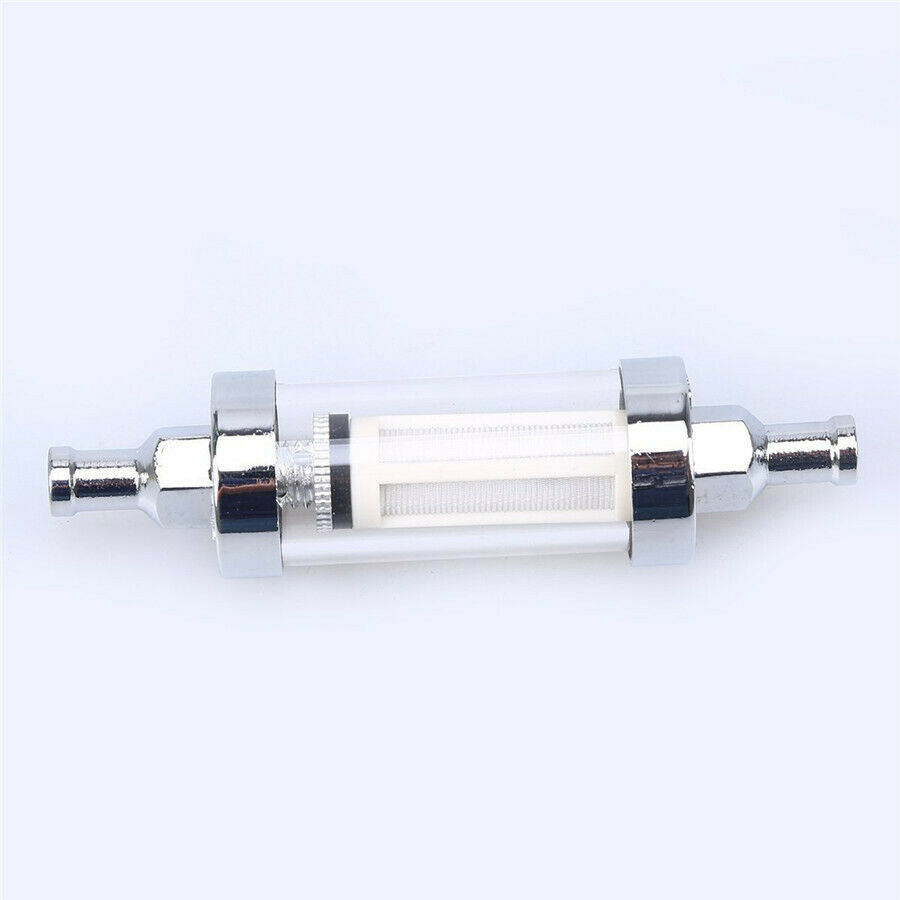 1 Pc Metal & Glass 8mm 5/16'' Motorcycle Fuel Gas Filter Reducing Engine Wear