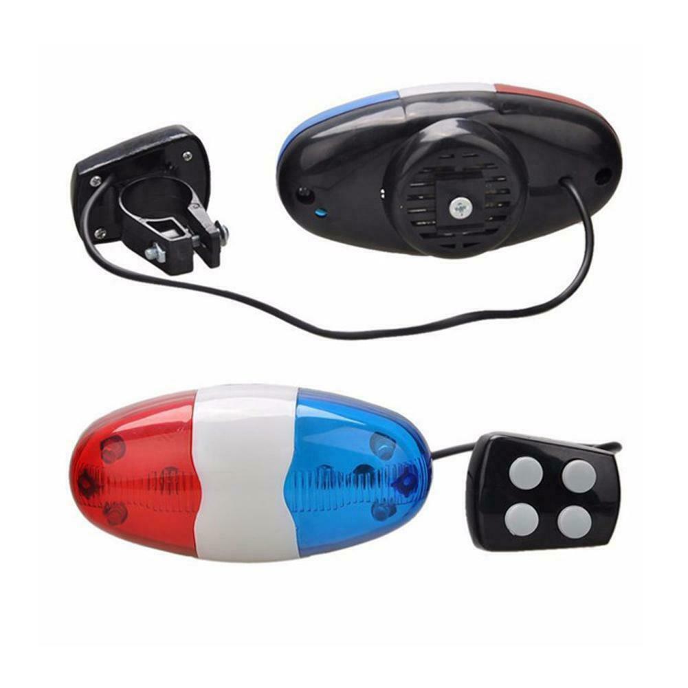 6 LED Bike Police Front Light Warning Siren Cycling Electric Horn Bell @