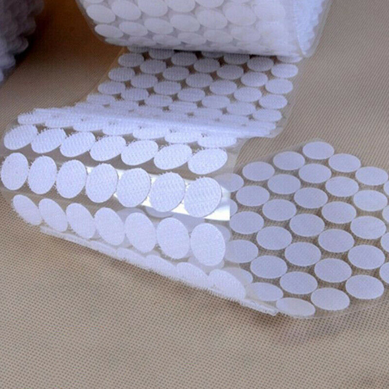 250pairs Dots Self Adhesive Fastener Tape 10mm Round Coins Hook Loop Magic SFCA