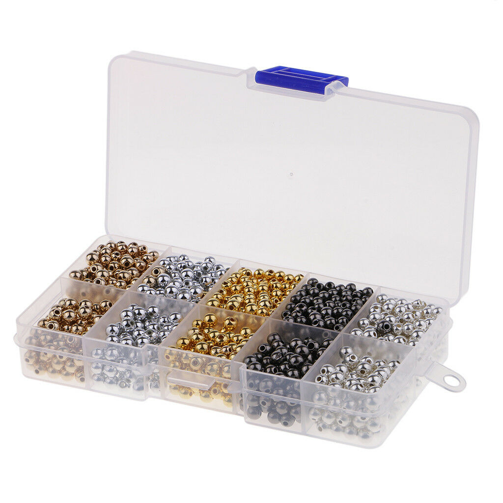 1500PCS Plastic CCB Beads Round Loose Spacer Beads Sets For Jewelry Making