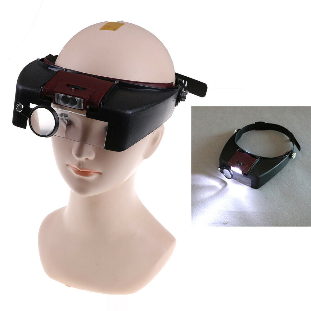 10X Headband Magnifying Glass Eye Repair  Tool Magnifier LED Light Glasses H TH