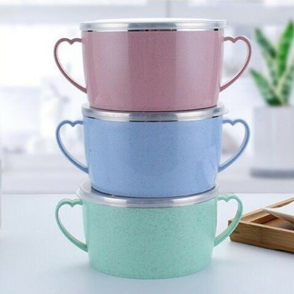 Set of 3 Stainless Steel Serving Bowls with Lid and Spoon - for Fruit / Rice /