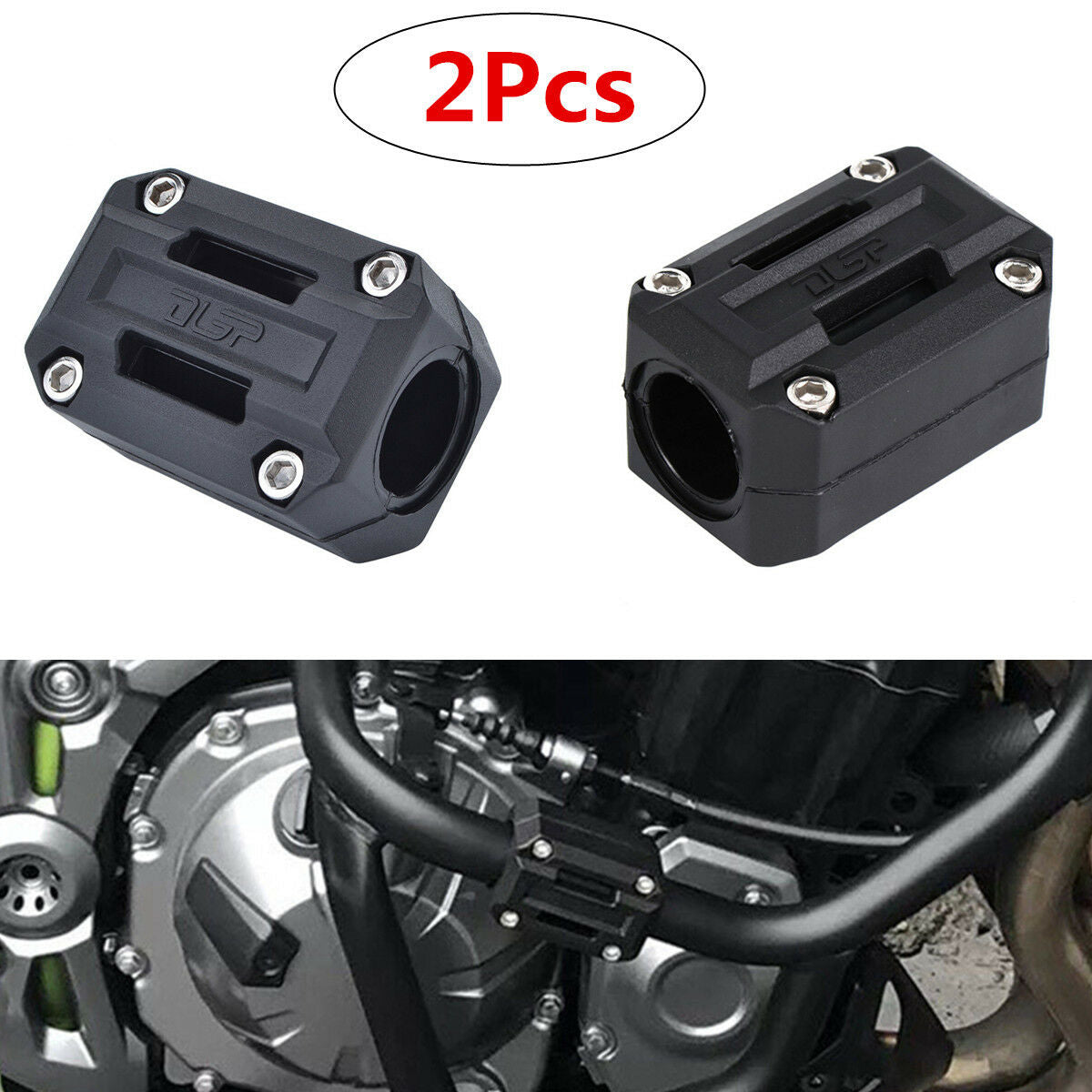 Pair 22/25/28mm Motorcycle Engine Protect Bumper Frame Anti-scratch Guard Block