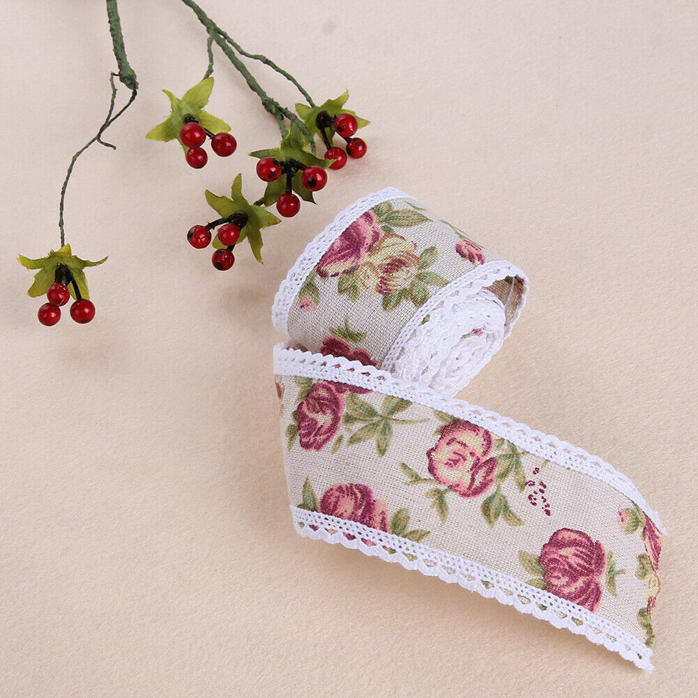 1m/roll Beautiful Flower Hessian Burlap Lace Wedding Decor Cake Runners @