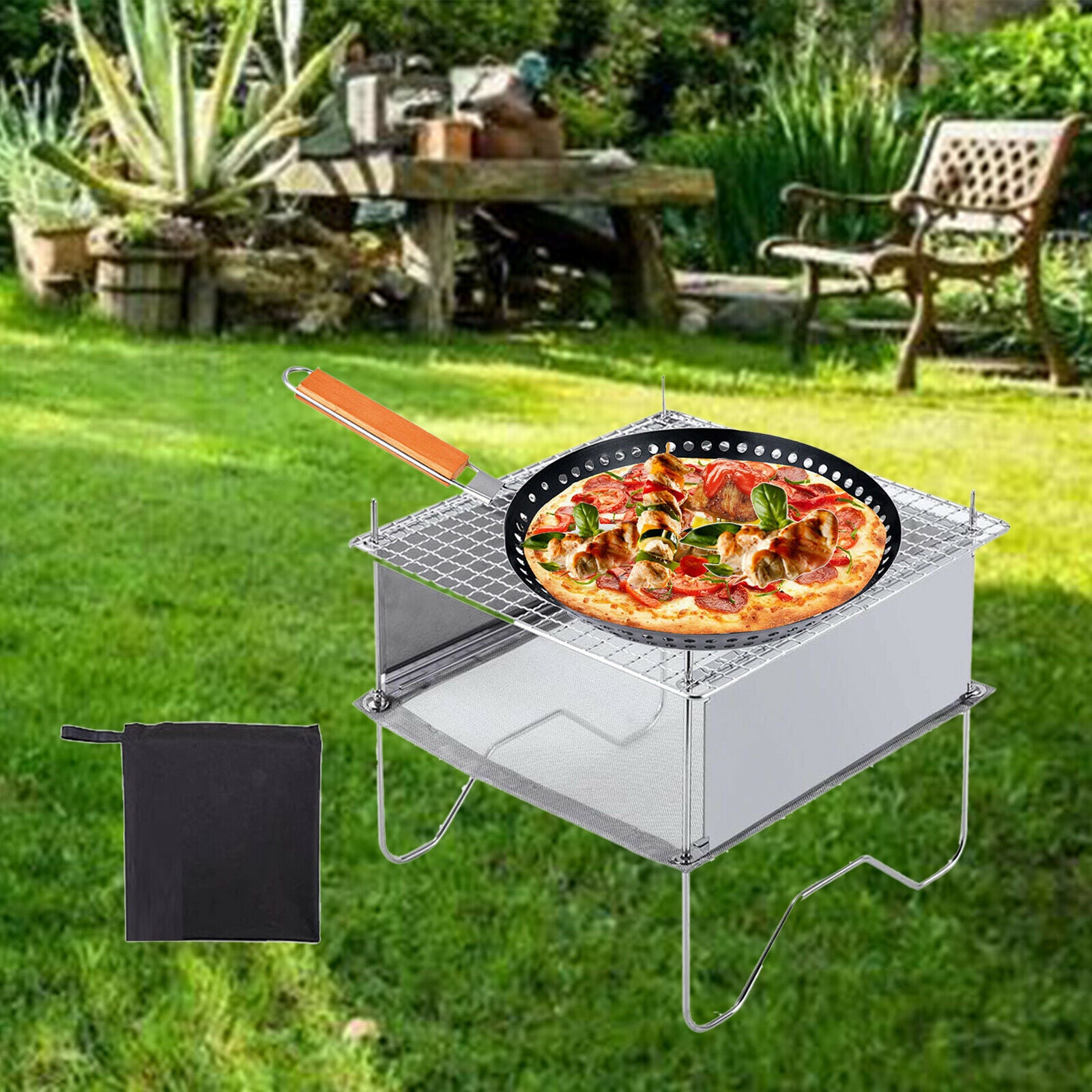 Portable Collapsible Wood Stove Camping Grill Stove Cooking Backpacking