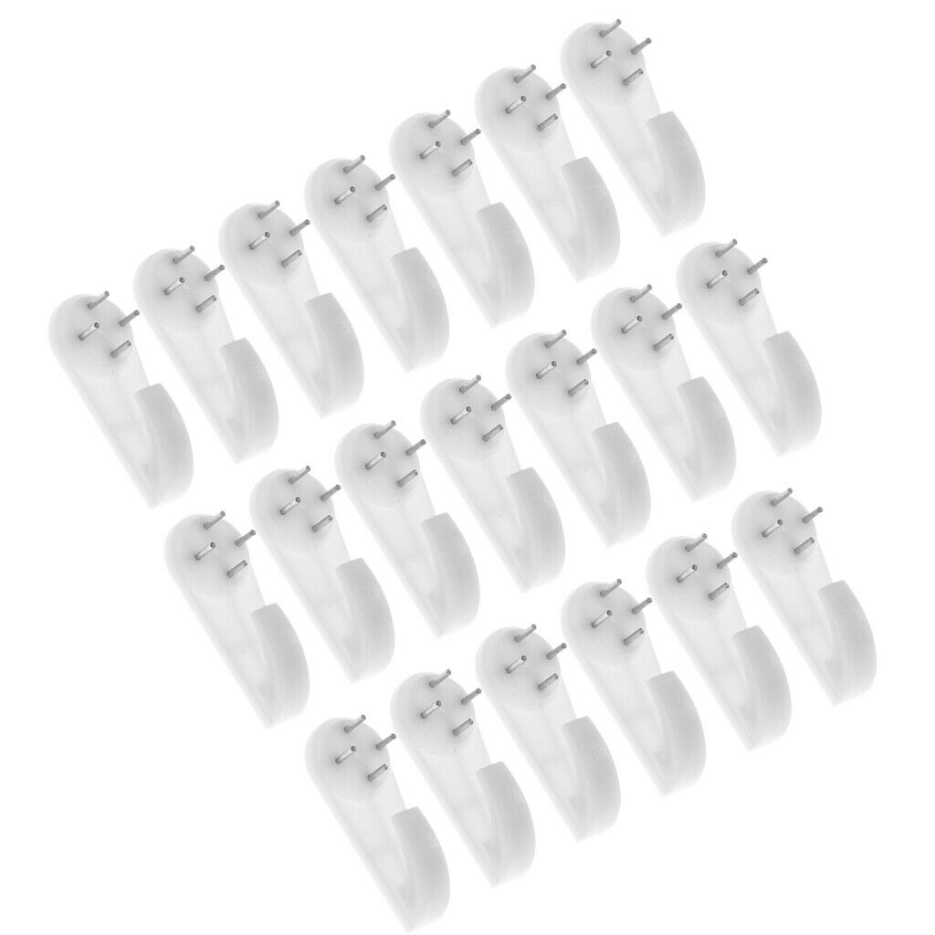 40 Plastic Picture Frame Wall Hooks Photos Mirror Hanging 4-Pin 21x50mm/20x40mm