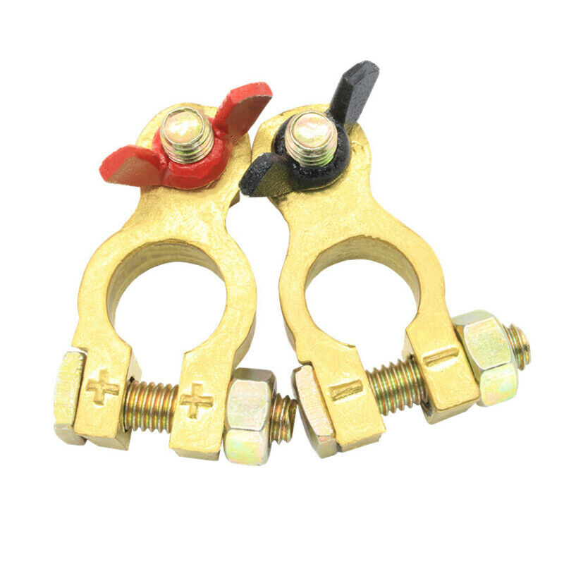 Car Battery Pure Copper Cable Terminal Clamp Clips Connector Negative + Positive