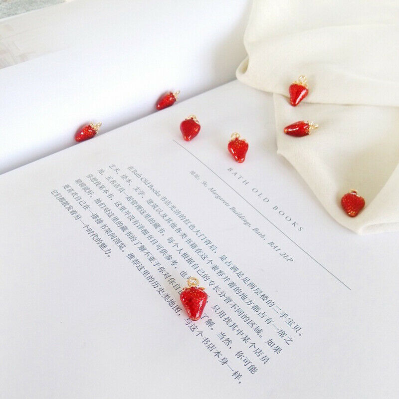 2PCS Strawberry Enamel Charms Handmade DIY Crafts Alloy Jewelry Making Gi.l8