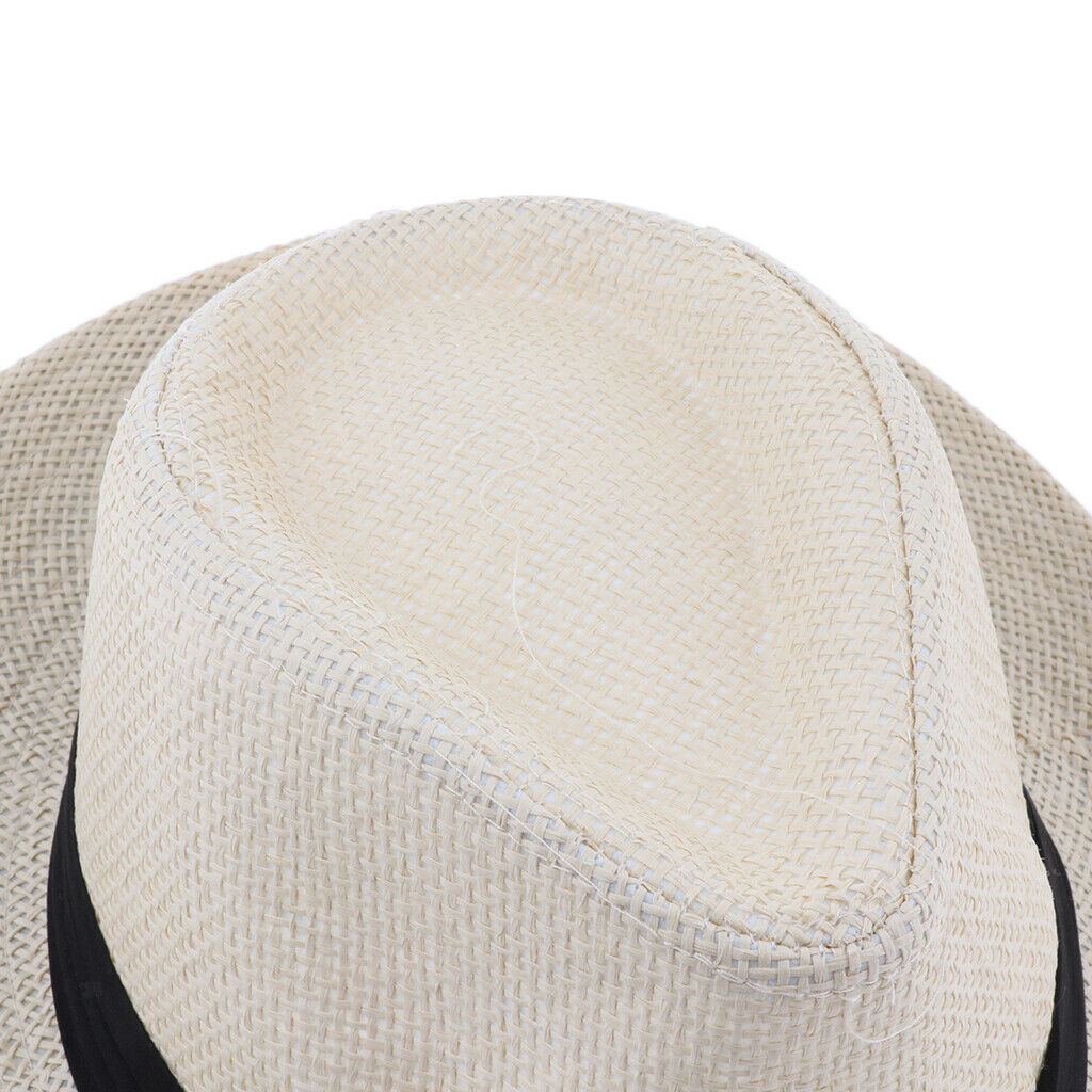 Wide Brim Sraw Hat Beach Summer Fedora Classic Panama Hat Bucket Hat 57-58cm