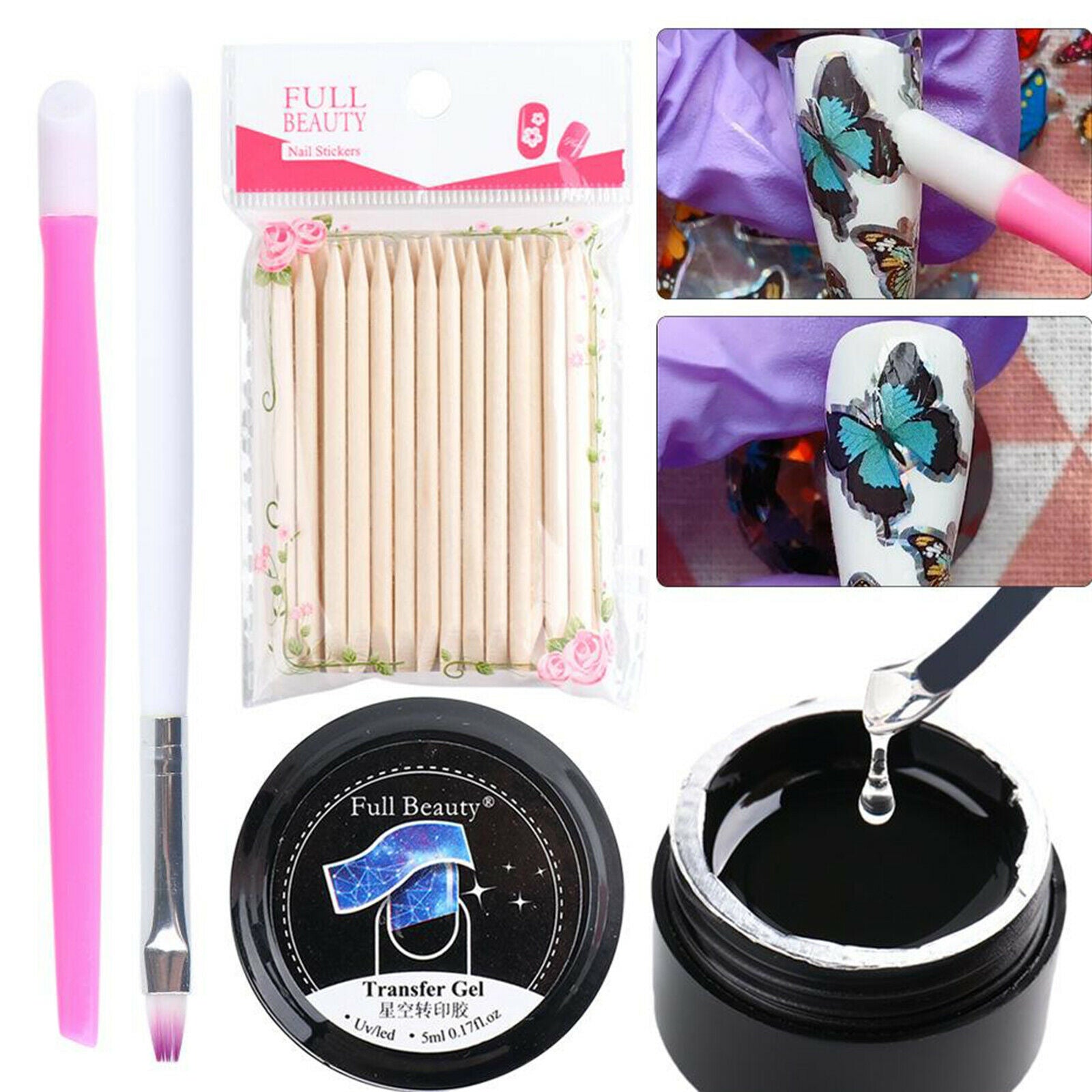 Nail Foil Transfer Gel Set Varnishes Nail Art Glue Gel Tools Manicure Kit