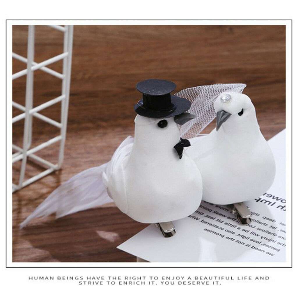 12pack White Dove Pigeon Clip Modeling Ornaments Home Crafts 5.9x3.1x2.8inch