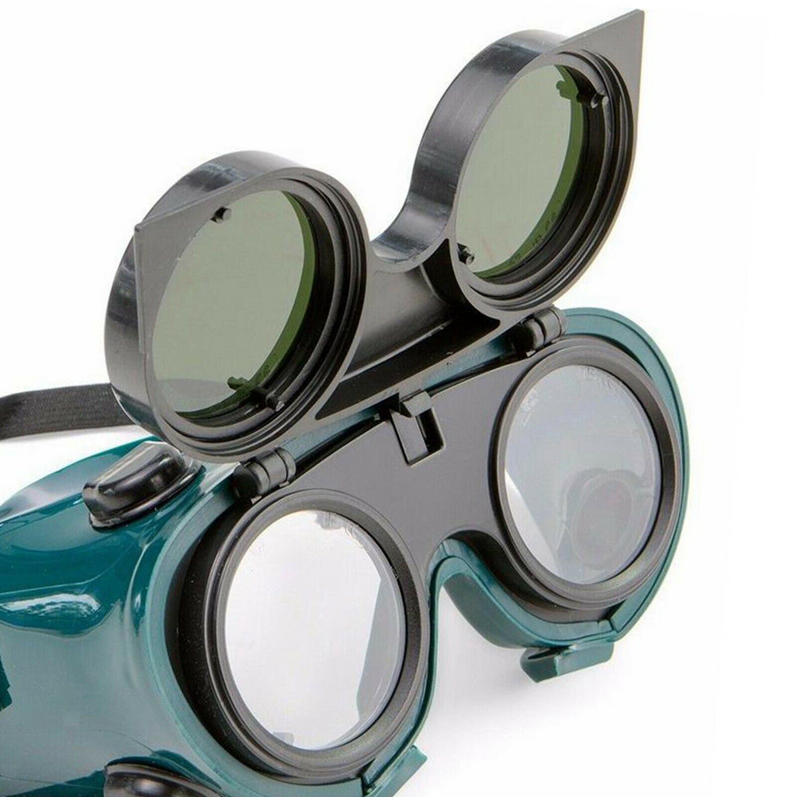 Welding Cutting Welders Safety Goggles Glasses Flip Up 50mm Dark Green Lenses