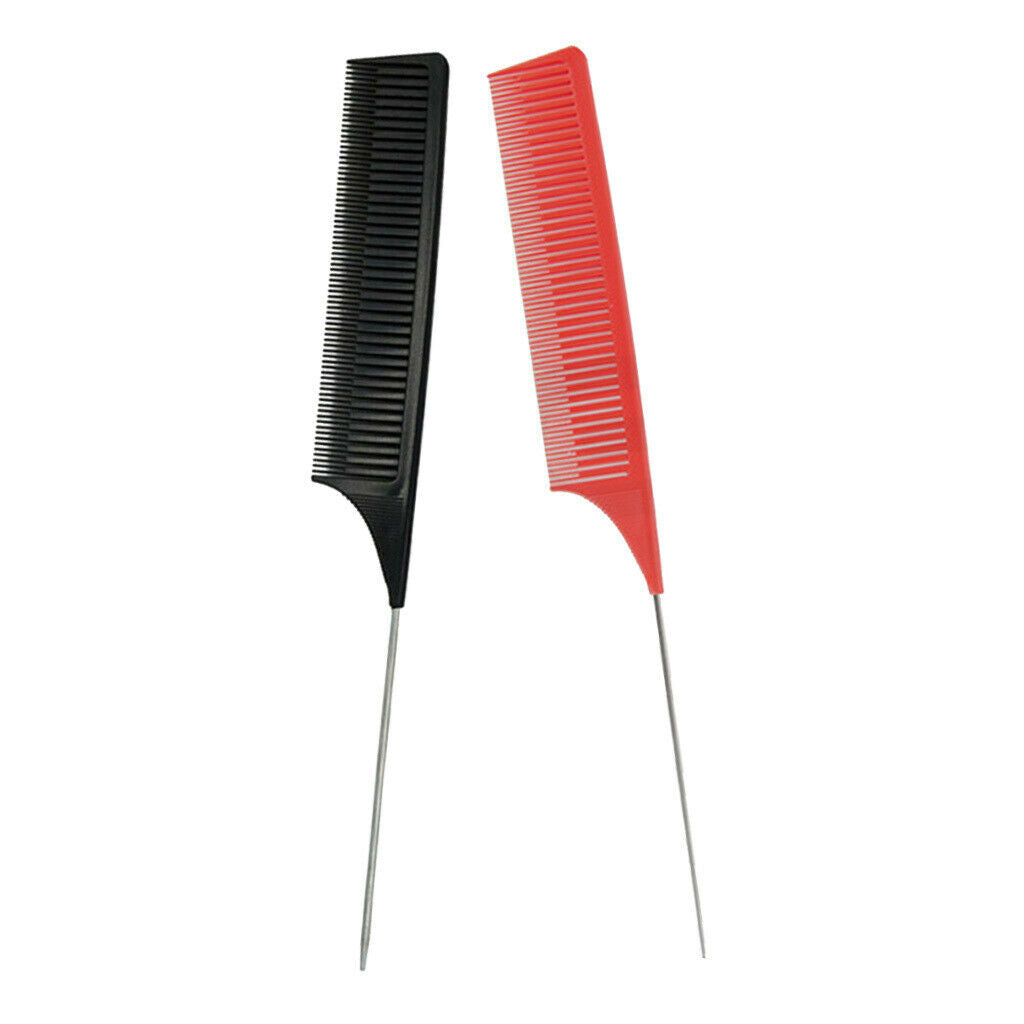 2pcs Black&Red Plastic Weave Highlighting Foiling Hair Comb Highlight Combs