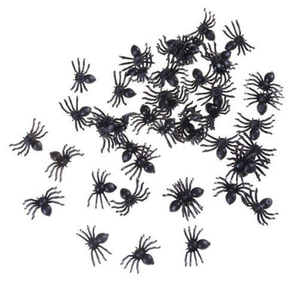 50PCS Realistic Plastic Spider Toys Halloween Party Prank Props Halloween Decors