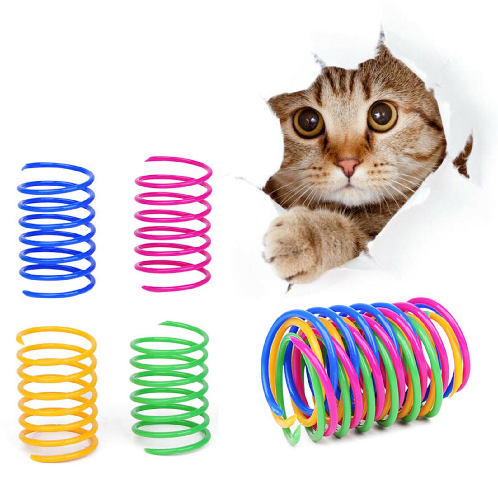 4x Pet Cat Spring Toys Coil Spiral Springs Training Pet Supplies Gifts