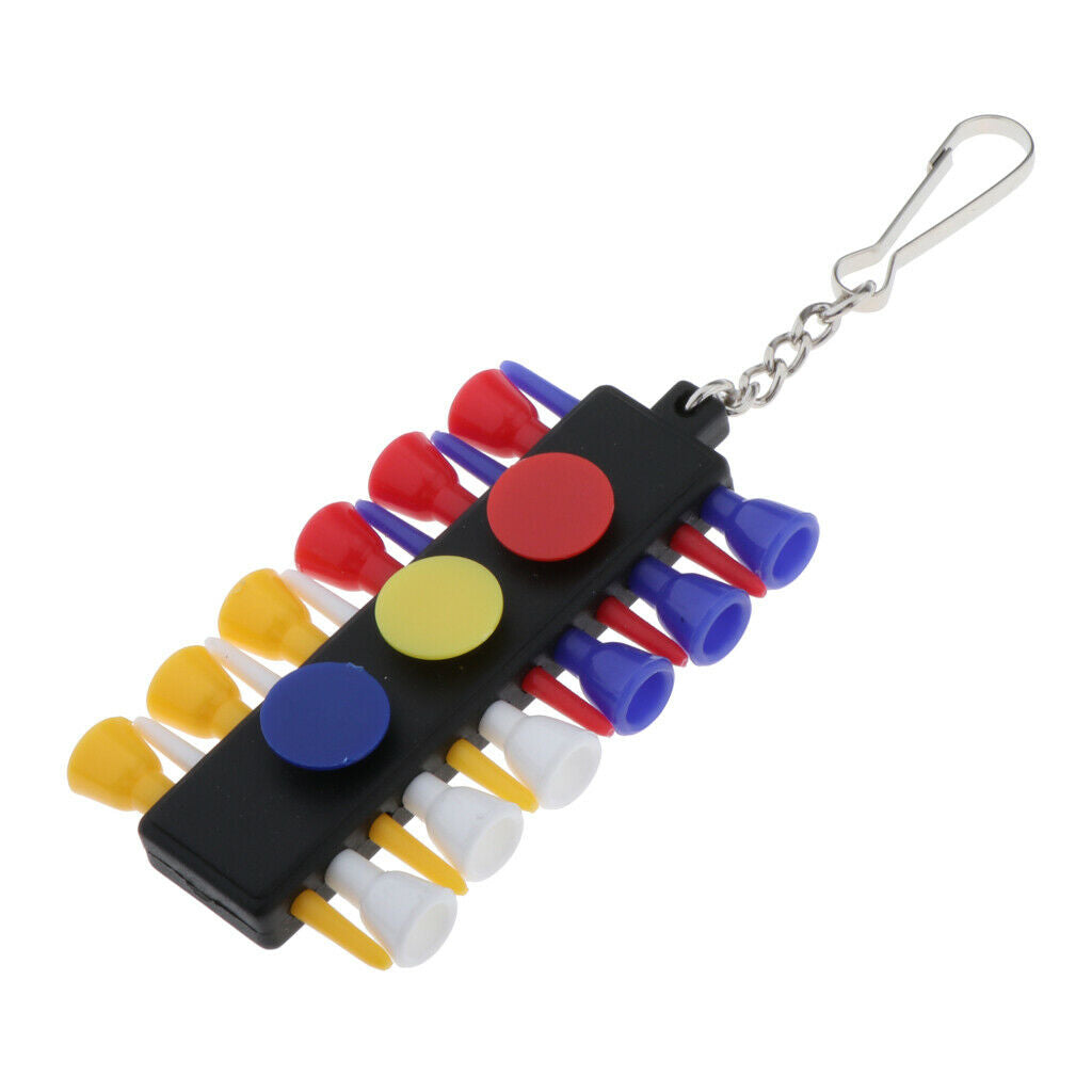 Golf Tee Holder Shelf & 12pcs 2-1/8'' Tees 3pcs Ball Marker Training Aids Equip