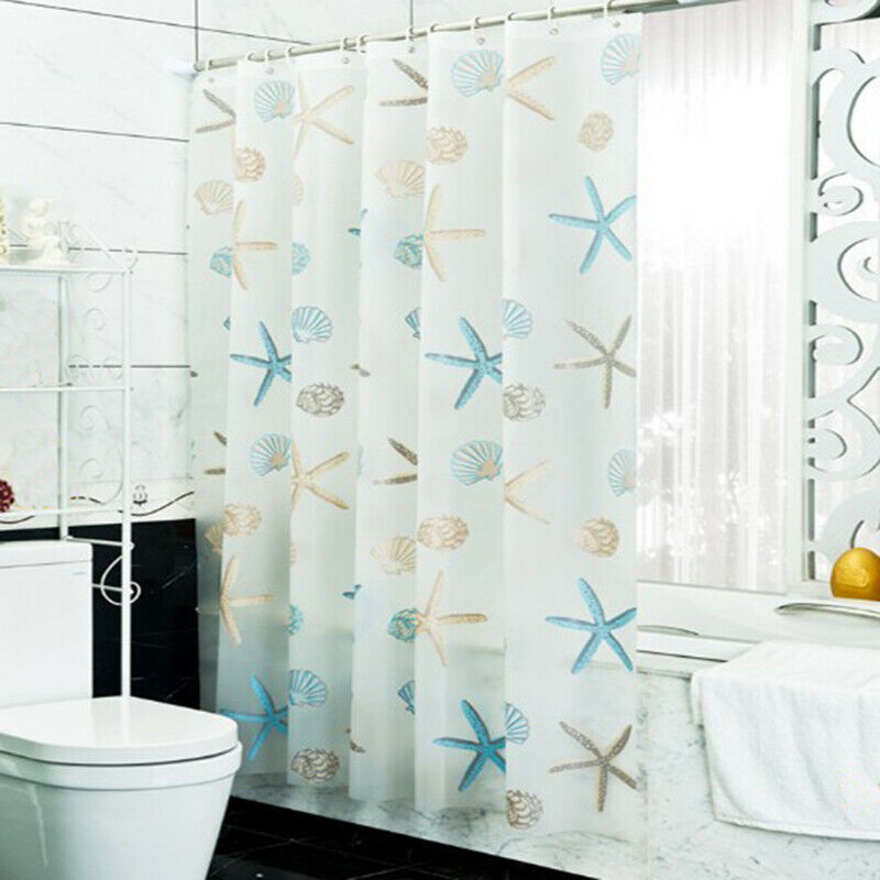 180 CM Waterproof Shower Curtain with 12x Hooks Bathroom Starfish Sea Shell NR9